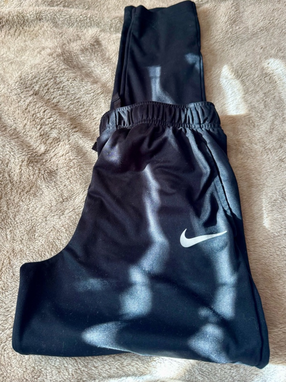 Nike Kids Black Athletic Leggings with White Swoosh